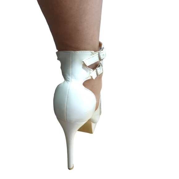 SCENE White Platform Embellished 5 Inches High Heels Size 6 - Picture 8 of 14